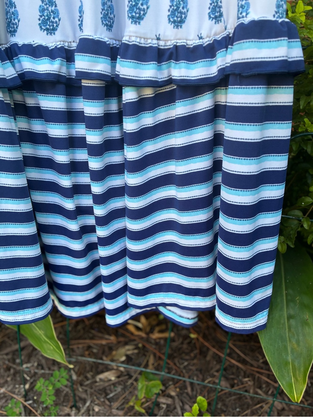 CABANA LIFE Delray Blue White Floral Halter Tie Waist Maxi Dress Size M - Picture 11 of 14